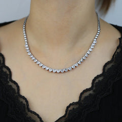 Hip Hop Heart CZ Tennis Choker Necklace For Women Party