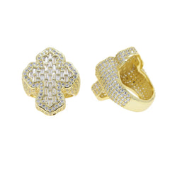 High Quality Micro Paved Cubic Zirconia Hip Hop Iced Out Cross Ring