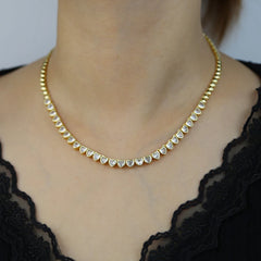 Hip Hop Heart CZ Tennis Choker Necklace For Women Party