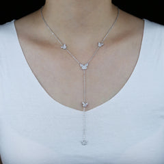 Mini Cute Butterfly Charm Y Necklace for Women 16+2 inches