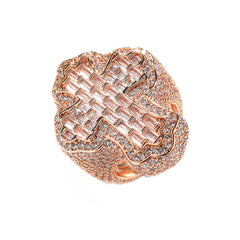 High Quality Micro Paved Cubic Zirconia Hip Hop Iced Out Cross Ring