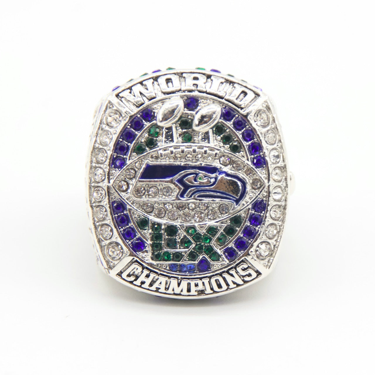 New 2025 Seahawks Championship Ring - Super Bowl 60 Fan Replica Ring - Size Reference