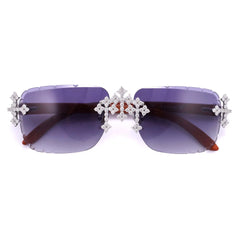 925 Sterling Silver Bling Cross Moissanite Sunglasses