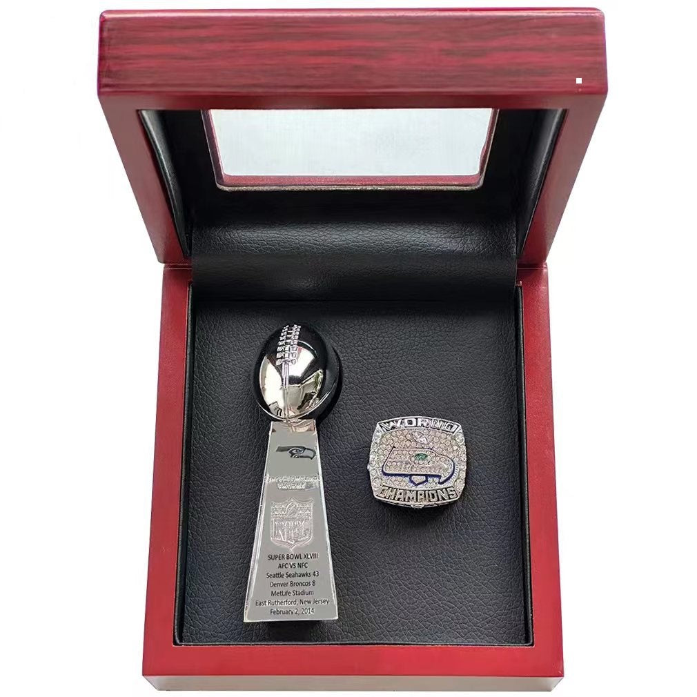 2014 Seattle Seahawks Championship Ring & Trophy Set-Collectible Memorabilia