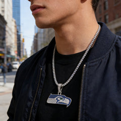 Seattle Seahawks Zircon Pendant Necklace - Game Day & Holiday Gift for Sports Fans - Size Reference