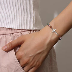 Adjustable Natural Stone Cross Bracelet – Birthday, Christmas & Holiday Gift