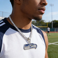 Seattle Seahawks Logo Pendant Necklace – with Heart Tennis Chain for Fans