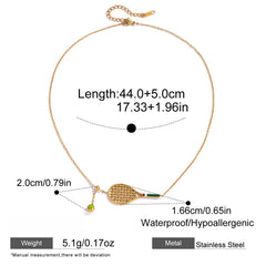 Gold Tennis Racket Necklace / Bracelet