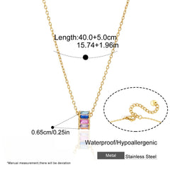 Dainty Zirconia Cylinder Charm Necklace