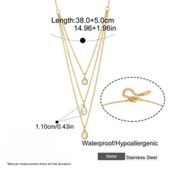 Triple Layer Zircon Pendant Necklace with Single Clasp